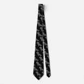Shihpoo Honden Silhouet Geel & Zwart Raster Stropdas (Voorkant)