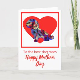 Shihpoo Silhouette Dog Red Heart Kaart moederdag