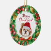 Shihtzu Dog Merry kermas Keramisch Ornament (Rechts)