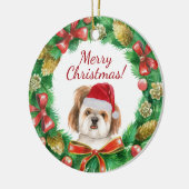 Shihtzu Dog Merry kermas Keramisch Ornament (Links)