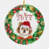 Shihtzu Dog Merry kermas Keramisch Ornament (Achterkant)