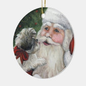 Shihtzu en Santa Dog Art kerstversiering Keramisch Ornament (Links)