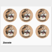 Shihtzu lachen glimlach het is besmettelijke aange ronde sticker (Vel)