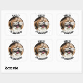 Shihtzu lachende glimlach het is besmettelijk aang vierkante sticker (Vel)
