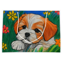 Shihtzu puppy krijt kunst cadeau tas elke gelegenh
