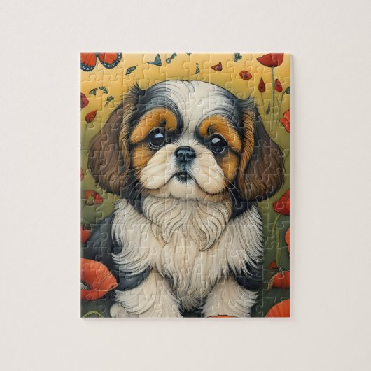 Shihtzu puppy krijt kunst puzzel (Verticaal)