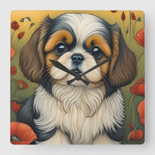 Shihtzu puppy schattige klok cadeau idee (Voorkant)