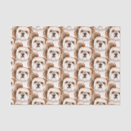Shihtzu schattig hond gezicht handgetekend tissuepapier (Voorkant)
