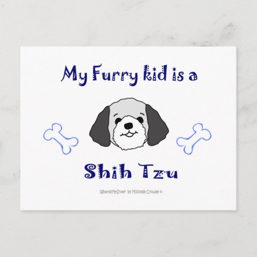 ShihTzuGreyWhite Briefkaart (Voorkant)