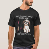 Shihzu and wine Funny Dog retro T-shirt (Voorkant)