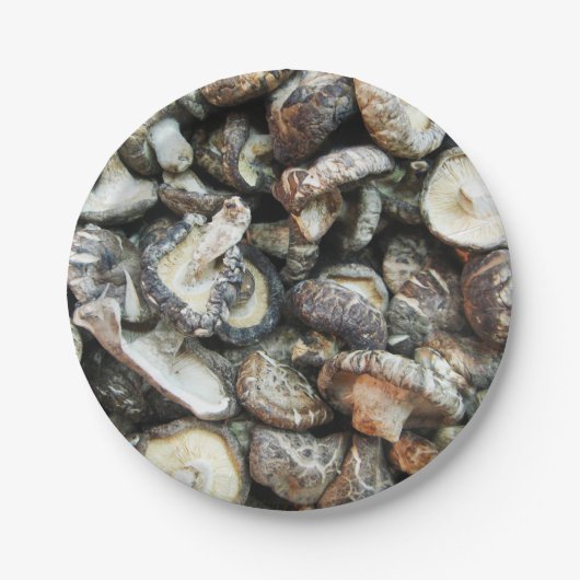 Shiitake paddenstoelen papieren bordje (Voorkant)