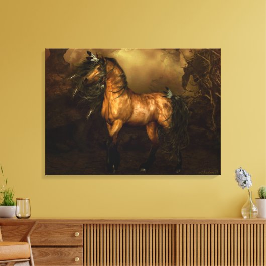 Shikoba Buckskin paard Stretched Canvas Print (Insitu (Woonkamer))