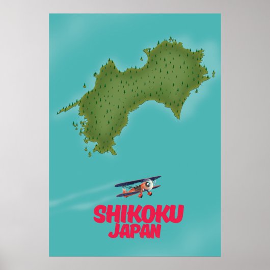 Shikoku Japan-kaart Poster (Voorkant)