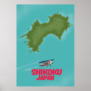 Shikoku Japan kaart Poster