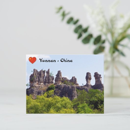 Shilin pinnacles Stone forest - Yunnan, China, Azi Briefkaart (Staand voorkant)