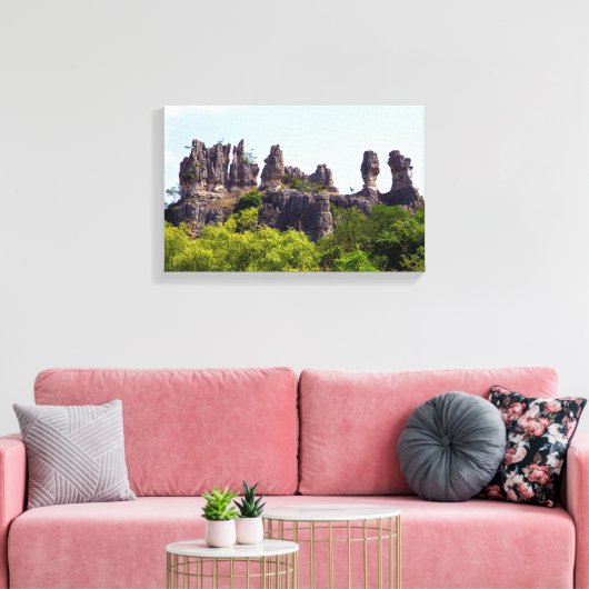 Shilin pinnacles Stone forest - Yunnan, China, Azi Canvas Afdruk (Insitu (Woonkamer))