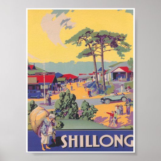 Shillong India Vintage Travel Poster (Voorkant)