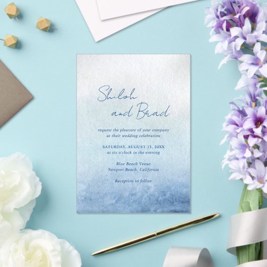 Shiloh Blue Elegant Wedding Acryl Uitnodigingen (Insitu (Huwelijk))