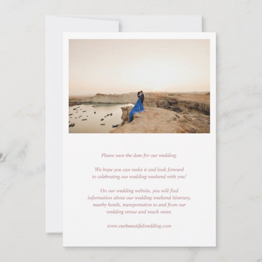 Shiloh Desert Roos Roze Modern Elegant Huwelijk Save The Date (Achterkant)