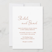 Shiloh koper moderne elegante bruiloft kaart (Voorkant)