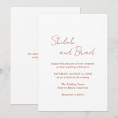 Shiloh koper moderne elegante bruiloft kaart (Voorkant / Achterkant)