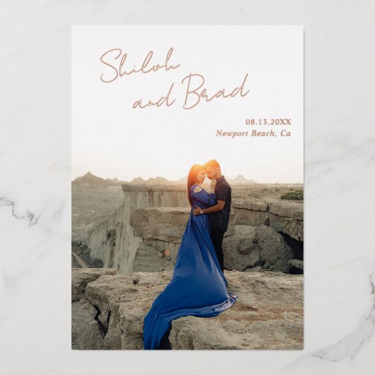 Shiloh Modern Elegant Wedding Save the Date Folie Uitnodiging (Voorkant)