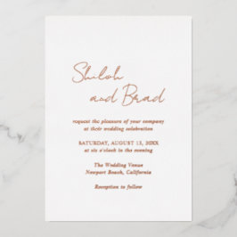 Shiloh moderne elegante bruiloft folie uitnodiging