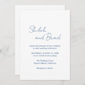 Shiloh Navy Blue Modern Elegant Huwelijk Kaart (Voorkant / Achterkant)