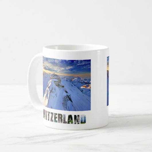 Shilthorn Mountain Swiss Alps Zwitserland Sunrise Koffiemok (Voorkant links)