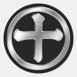 Shimazu Clan Kamon Silver Chrome Ronde Sticker