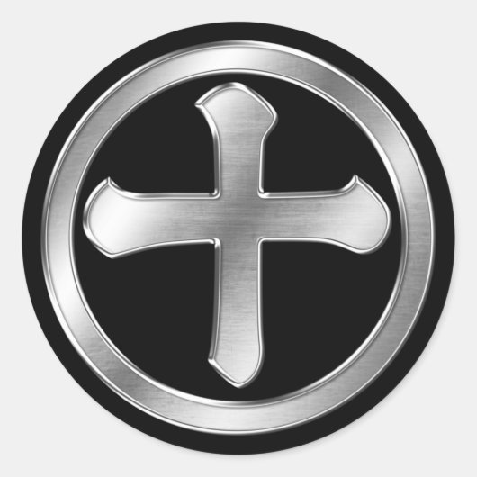 Shimazu Clan Kamon Silver Chrome Ronde Sticker (Voorkant)