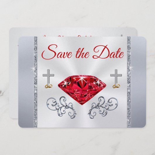 Shimmer 40th Jubileum Save the Date Cards Kaart (Voorkant / Achterkant)