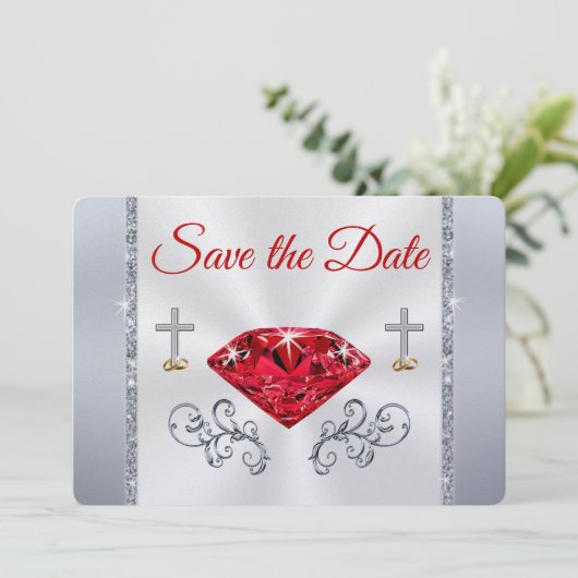 Shimmer 40th Jubileum Save the Date Cards Kaart (Staand voorkant)