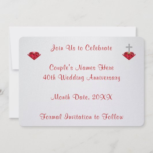 Shimmer 40th Jubileum Save the Date Cards Kaart (Achterkant)