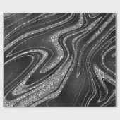 Shimmer Black en Silver Glitter Cadeaupapier (Vlak)