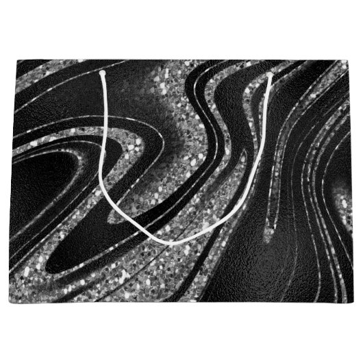 Shimmer Black Sparkle Glitter Groot Cadeauzakje (Voorkant)