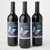  Shimmer Butterfly Eten & Drinken Label Set Wijn Etiket (Flessen)