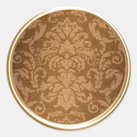 Shimmer Damask Gold Envelope Seal Ronde Sticker (Voorkant)