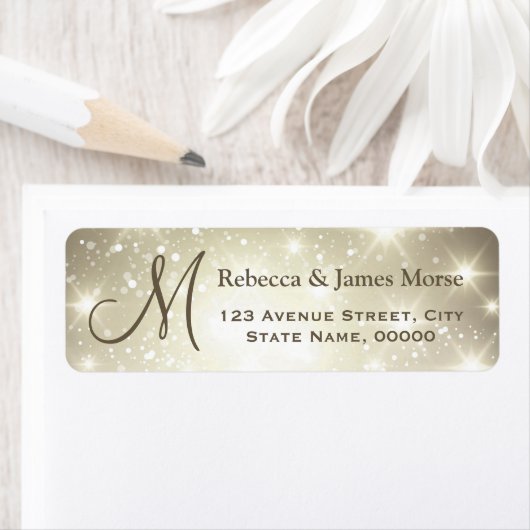 Shimmer Dazzling Sparkles Look Monogram Bruiloft Etiket (Insitu)