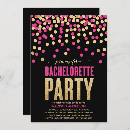 SHIMMER EN SHINE | INVITATIE BACHELORETTE PARTIJ KAART (Voorkant / Achterkant)