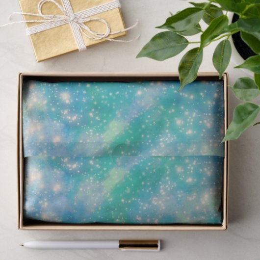 Shimmer Galaxy blauw groen Tissuepapier (Geschenk)