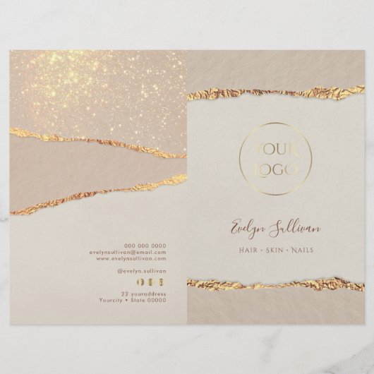 Shimmer gescheurd papier service menu brochure (Voorkant)