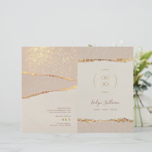 Shimmer gescheurd papier service menu brochure (Staand voorkant)