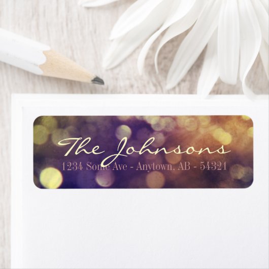 Shimmer Gold City Liight Bokeh Blur Paars Etiket (Insitu)