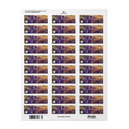 Shimmer Gold City Liight Bokeh Blur Paars Etiket (Full Sheet)