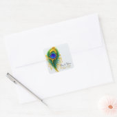 Shimmer Gold Drip Beauty Glam Peacock Feather Vierkante Sticker (Envelop)