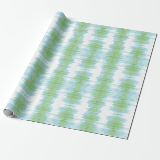 Shimmer Ikat in Green and Aqua Cadeaupapier (Uitgerold)