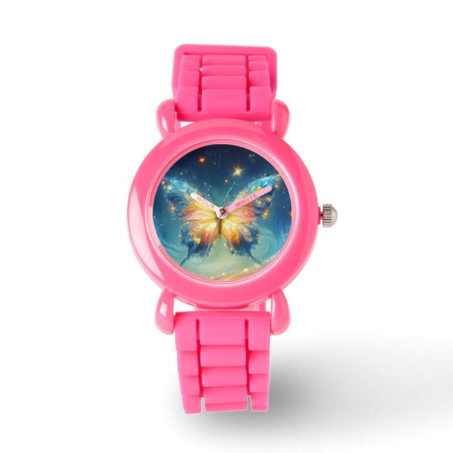 Shimmer Kleurrijke Vlinder Art Kinder Horloge (Voorkant)