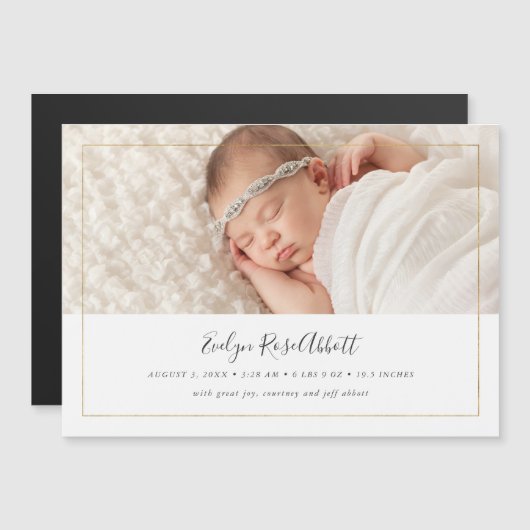 Shimmer Magnetische Foto Geboorte Aankondiging (Voorkant / Achterkant)