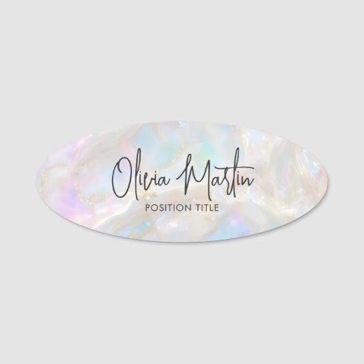Shimmer Opal Iridescent Background Naamplaatje (Voorkant)